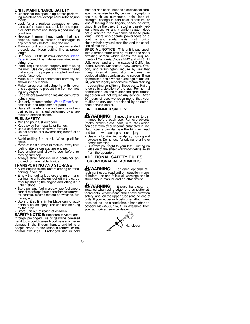 Weed Eater 530088154 User Manual | Page 3 / 16
