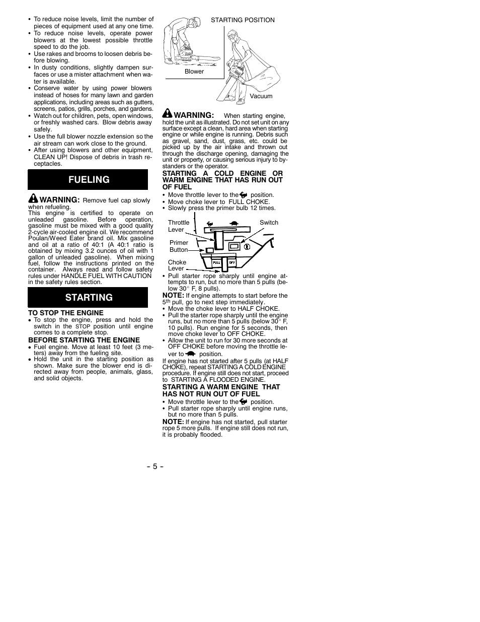 Fueling, Starting | Weed Eater 530087688 User Manual | Page 5 / 8