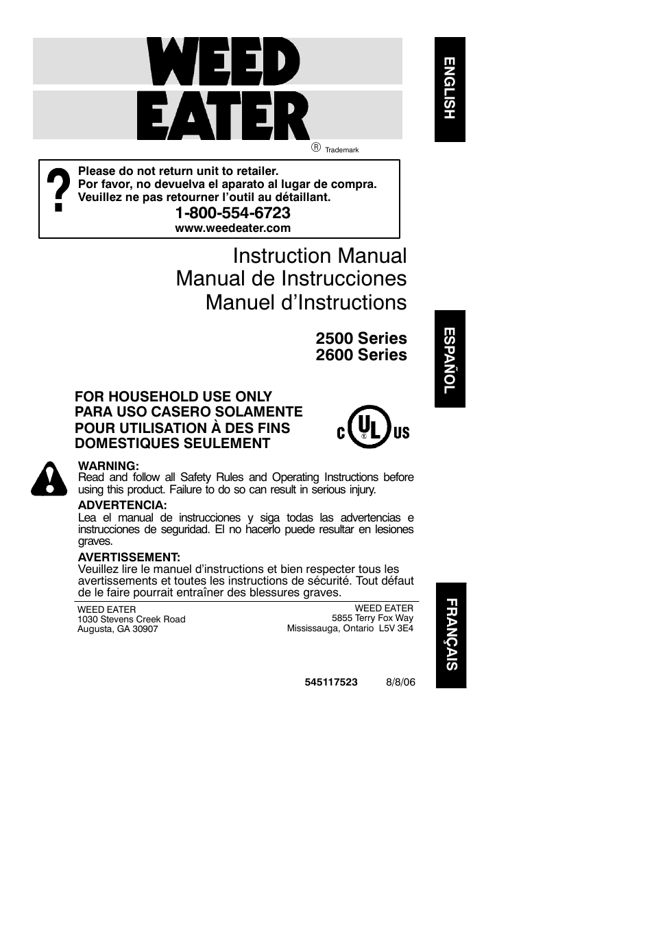 Weed Eater 2695 User Manual | 9 pages
