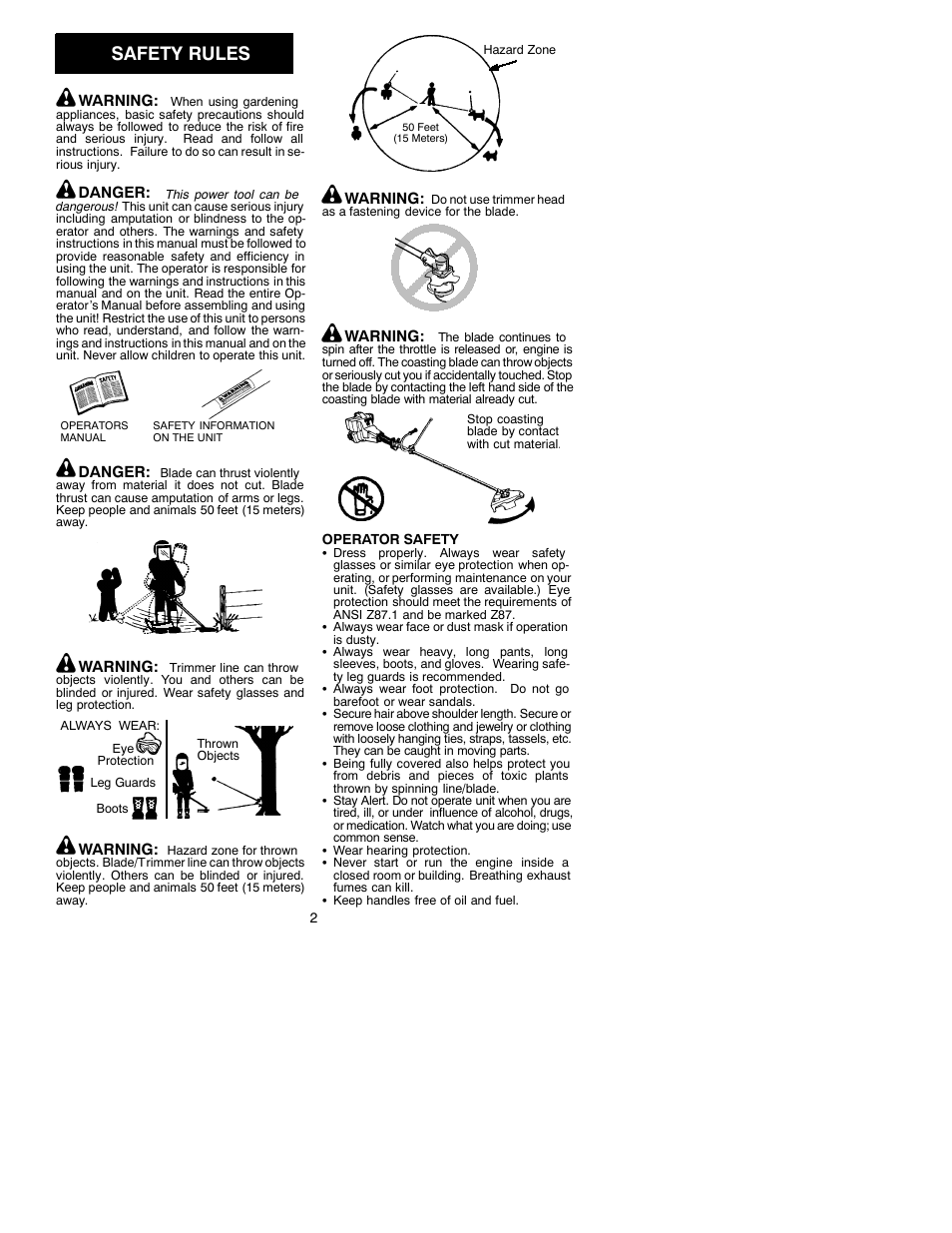 Safety rules | Weed Eater 530088774 User Manual | Page 2 / 11