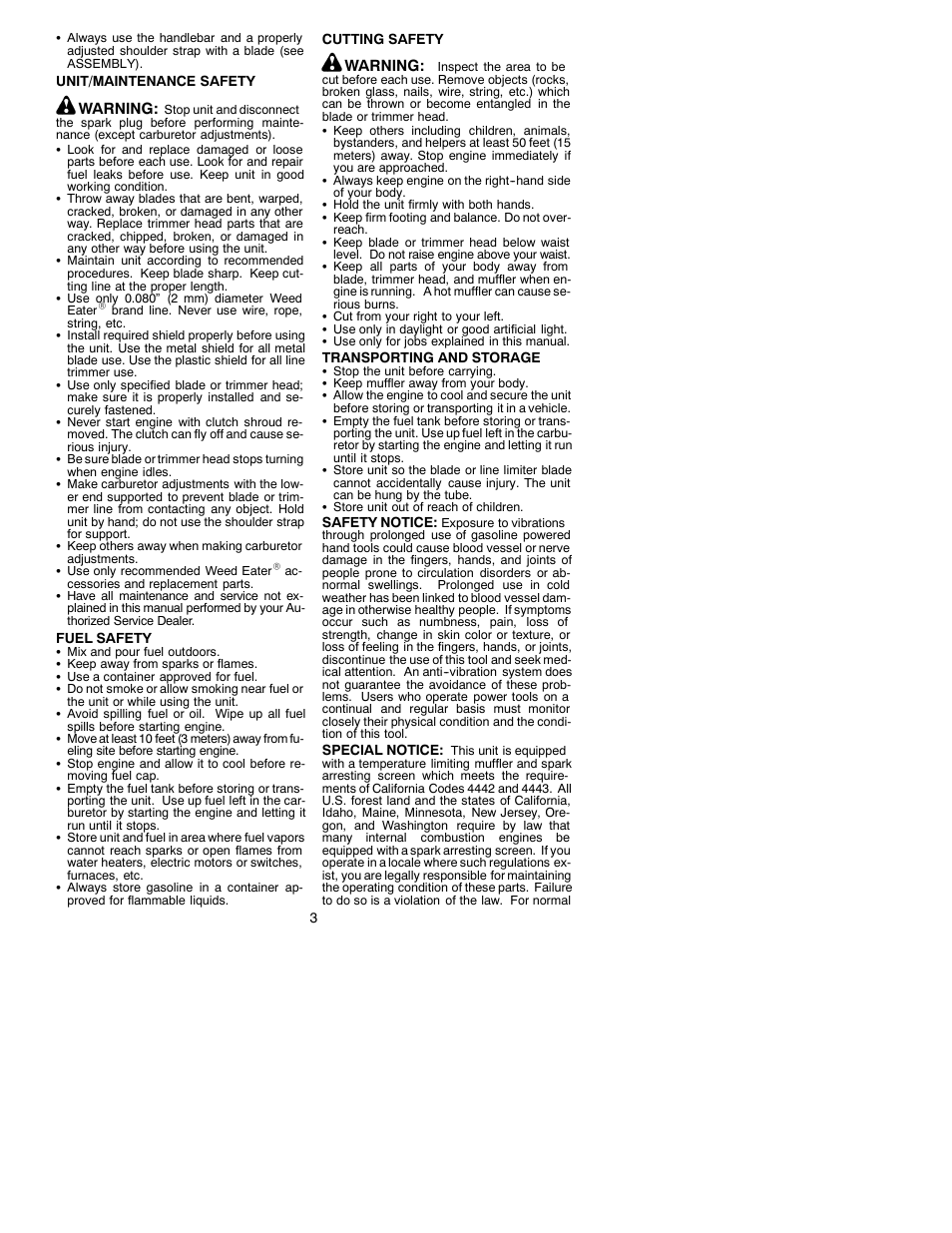 Weed Eater 530088774 User Manual | Page 3 / 11