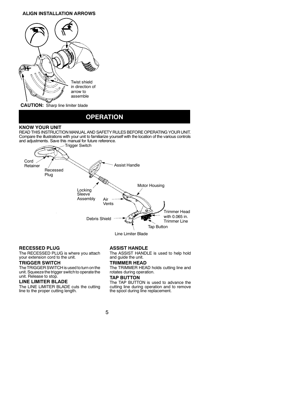 Operation | Weed Eater 952711865 User Manual | Page 5 / 9