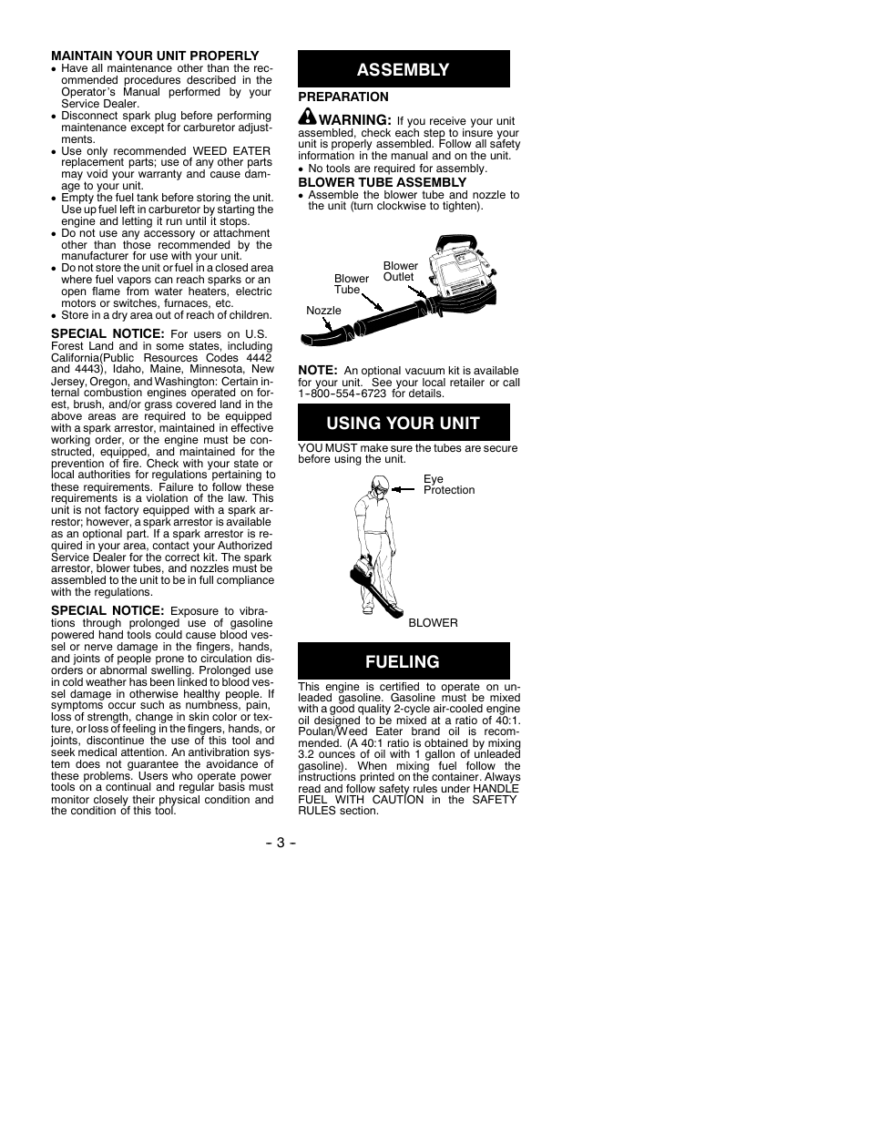 Safety rules, Assembly, Using your unit | Fueling | Weed Eater TWISTER SB180 User Manual | Page 3 / 6