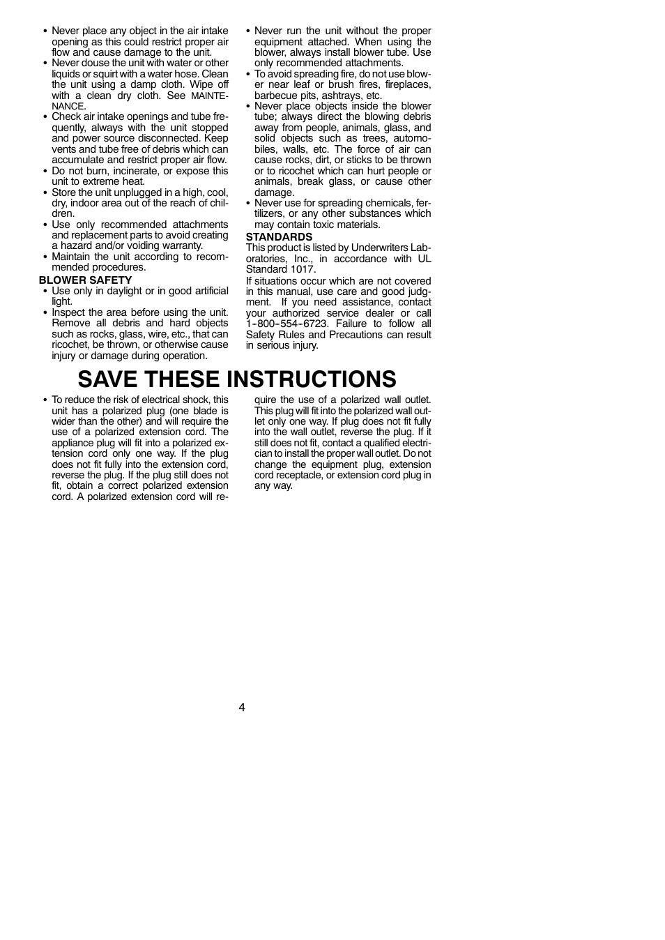 Save these instructions | Weed Eater WEB160 User Manual | Page 4 / 8