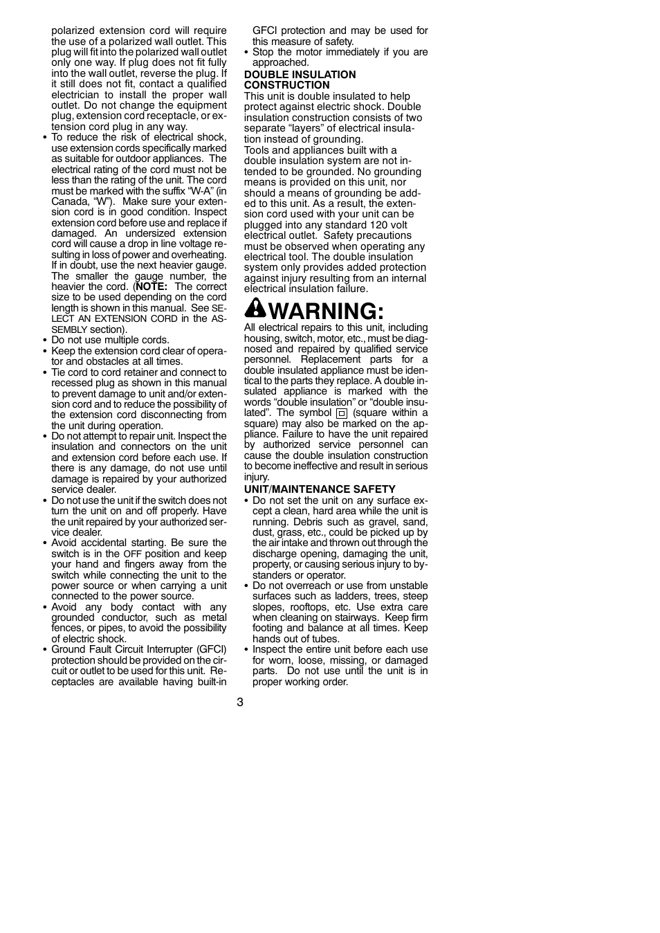 Warning | Weed Eater 545117532 User Manual | Page 3 / 7