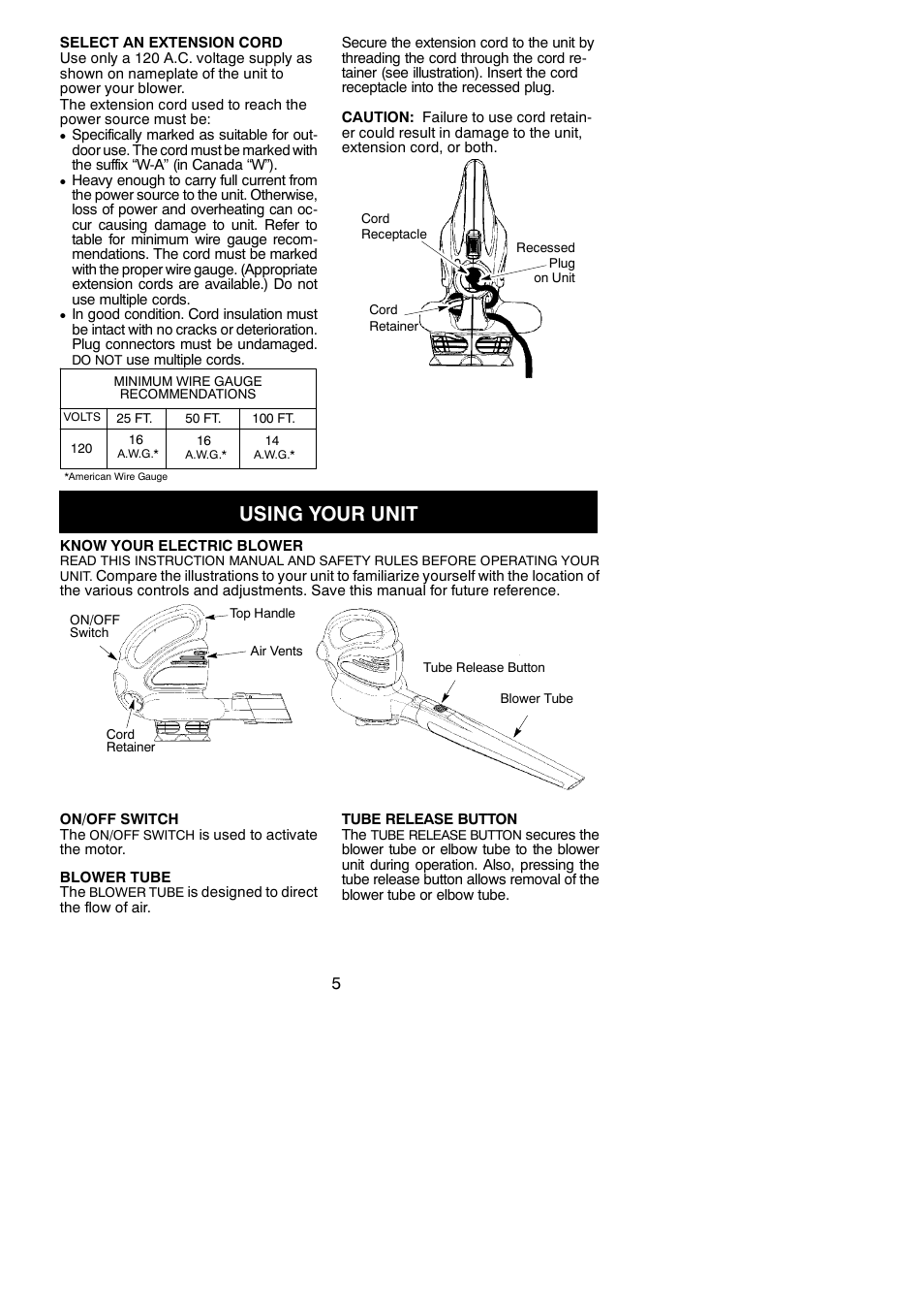 Using your unit | Weed Eater 545117532 User Manual | Page 5 / 7