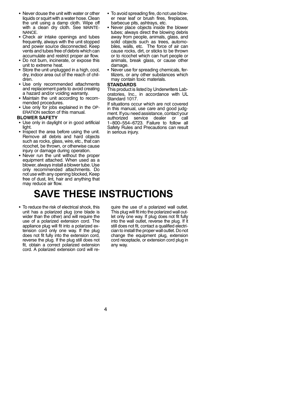 Save these instructions | Weed Eater 952711849 User Manual | Page 4 / 8