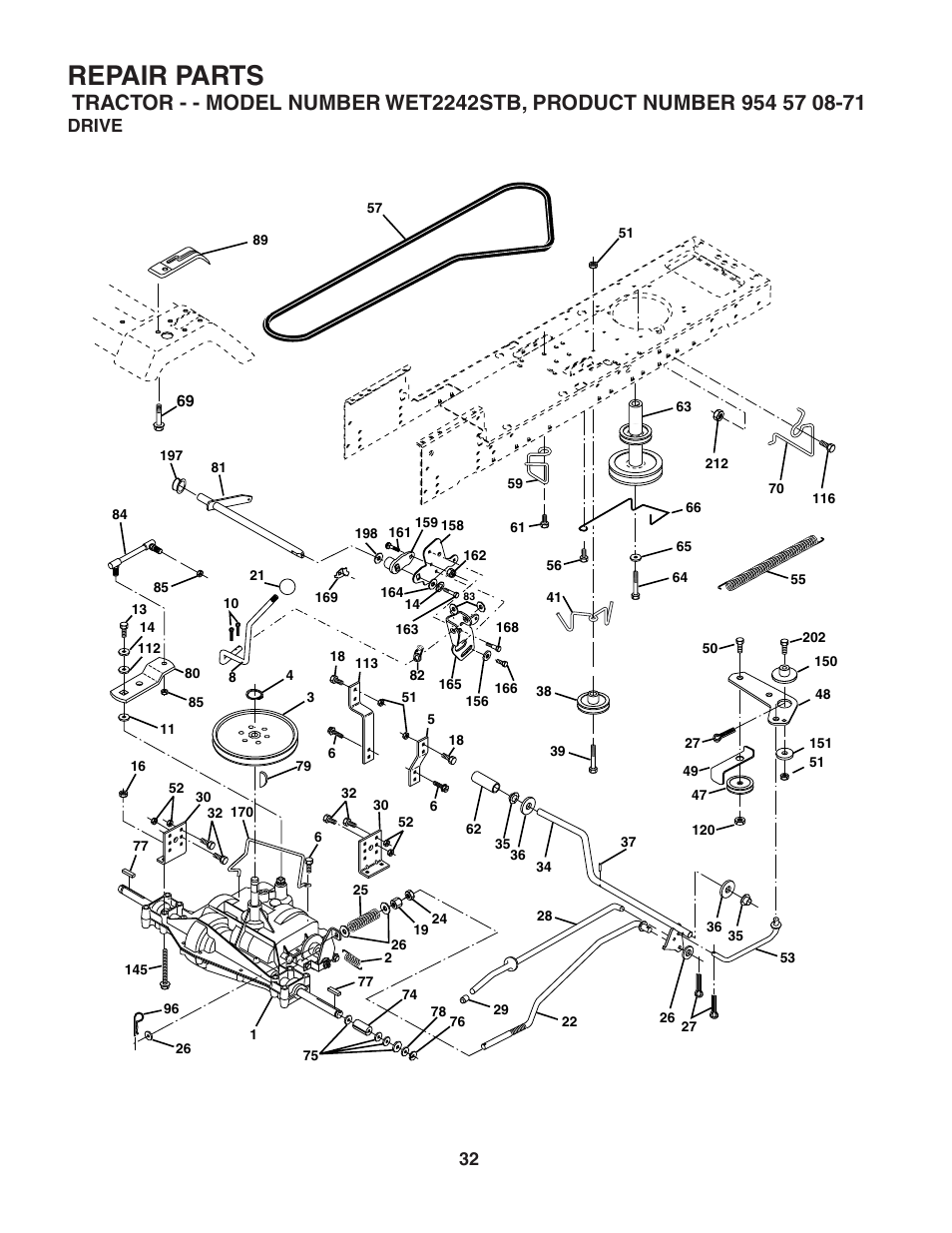 Repair parts, Drive | Weed Eater 186849 User Manual | Page 32 / 48