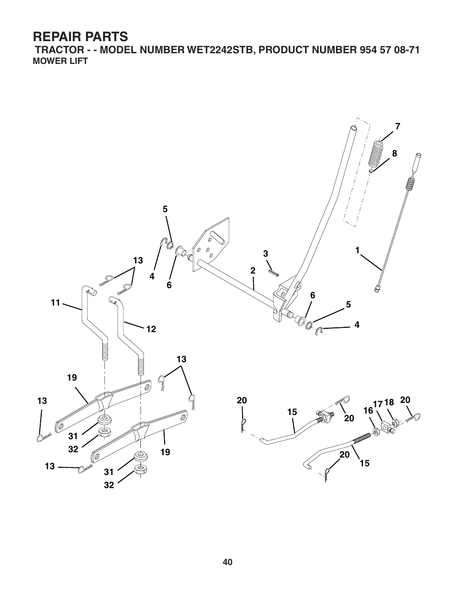 Repair parts | Weed Eater 186849 User Manual | Page 40 / 48