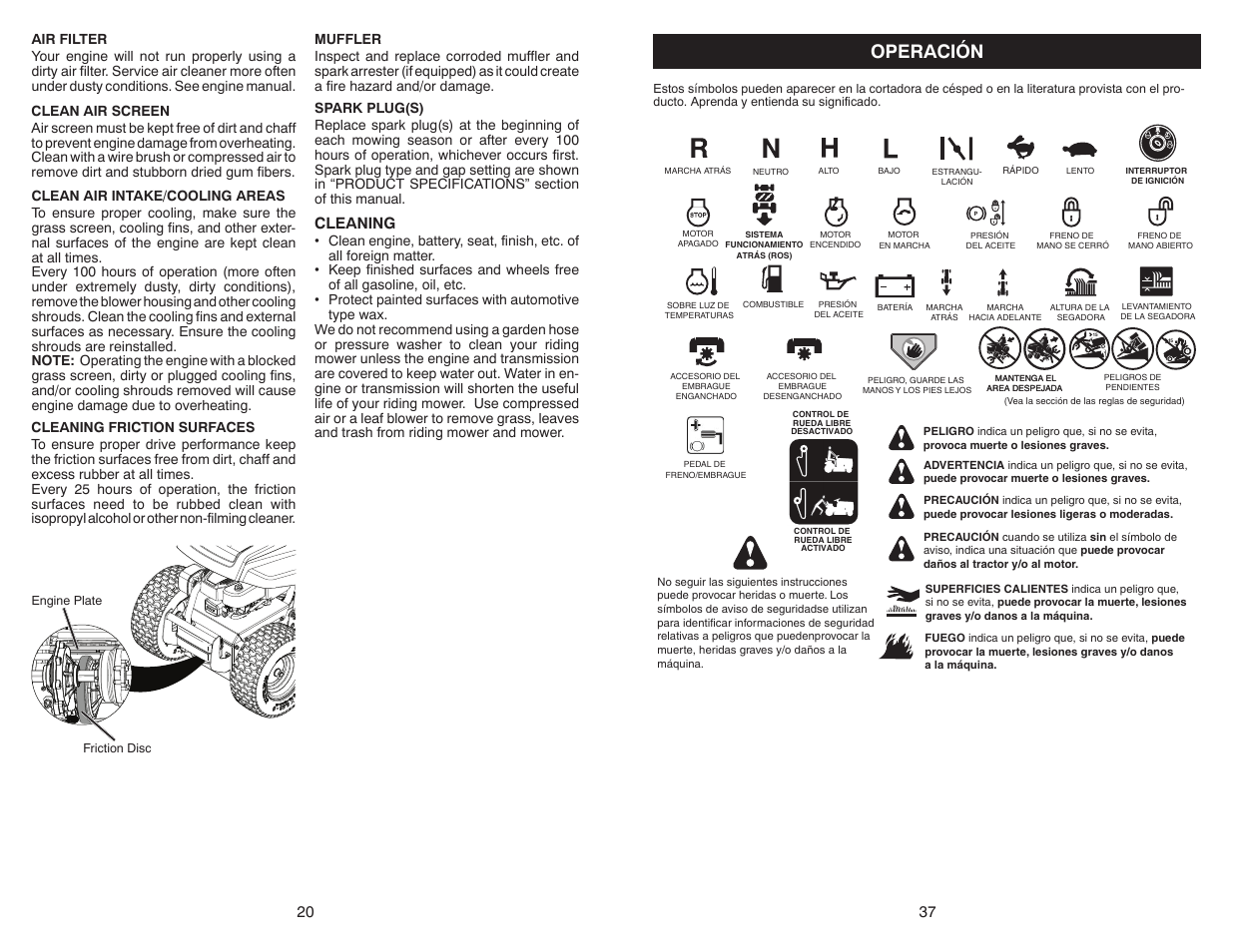 Operación, Cleaning | Weed Eater WELRVBA30 User Manual | Page 20 / 28