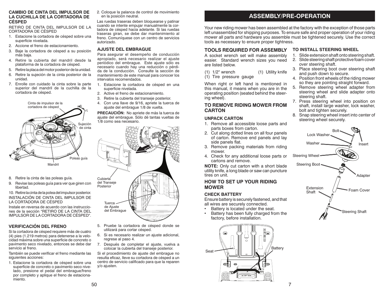 Assembly/pre-operation | Weed Eater WELRVBA30 User Manual | Page 7 / 28