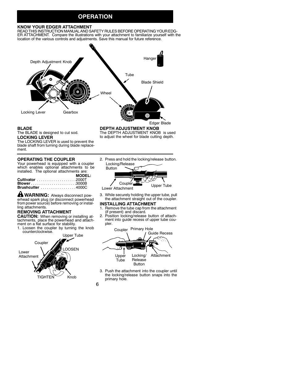 Operation | Weed Eater 530086783 User Manual | Page 6 / 9