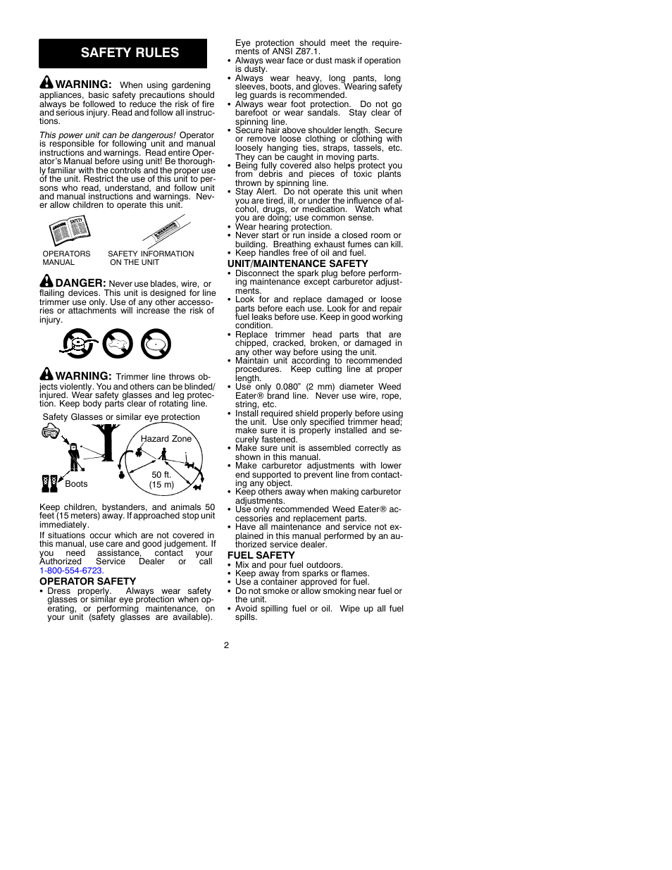 Safety rules | Weed Eater 530088833 User Manual | Page 2 / 7
