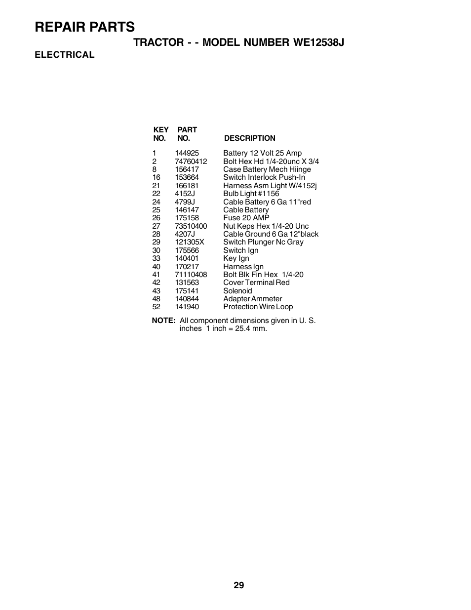Repair parts | Weed Eater WE12538J User Manual | Page 28 / 48