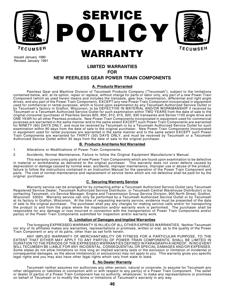Service, Warranty | Weed Eater WE12538J User Manual | Page 45 / 48