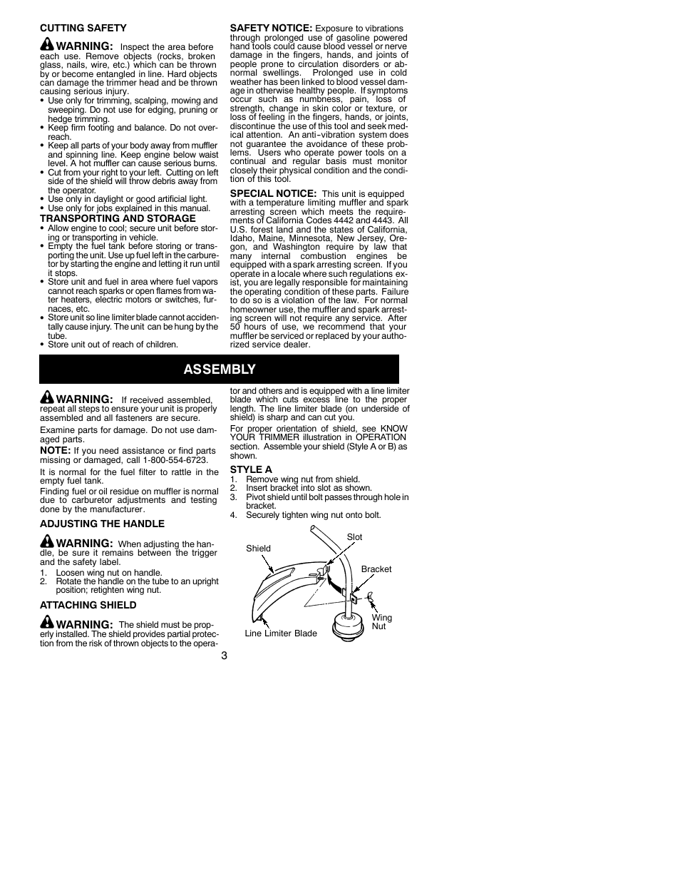 Assembly | Weed Eater 530088137 User Manual | Page 3 / 11