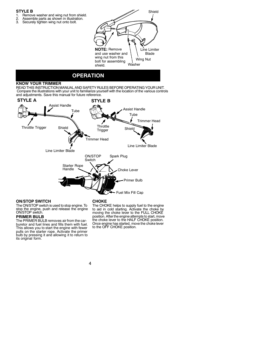 Operation | Weed Eater 530088137 User Manual | Page 4 / 11