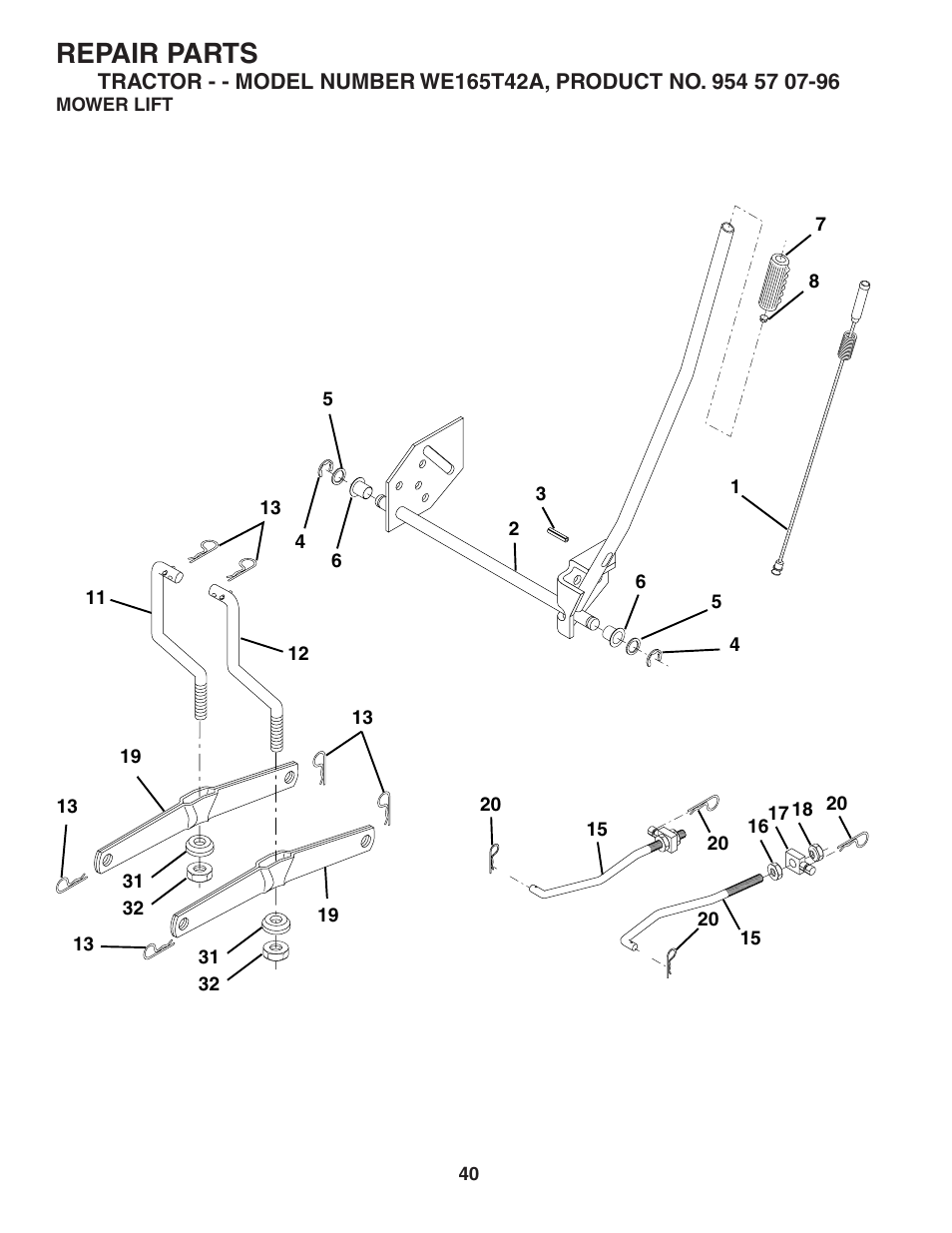 Repair parts | Weed Eater 186073 User Manual | Page 40 / 48