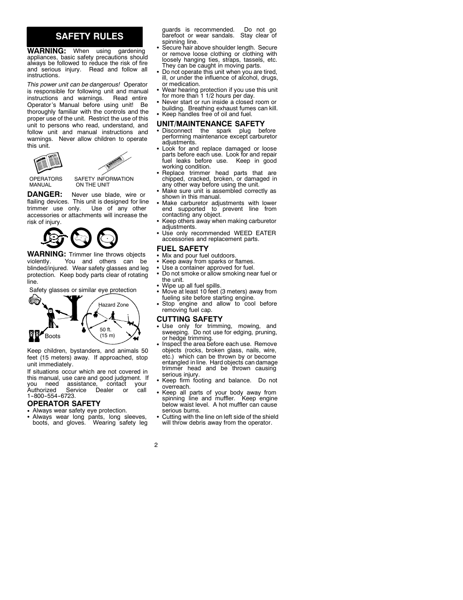 Safety rules | Weed Eater 530087310 User Manual | Page 2 / 7