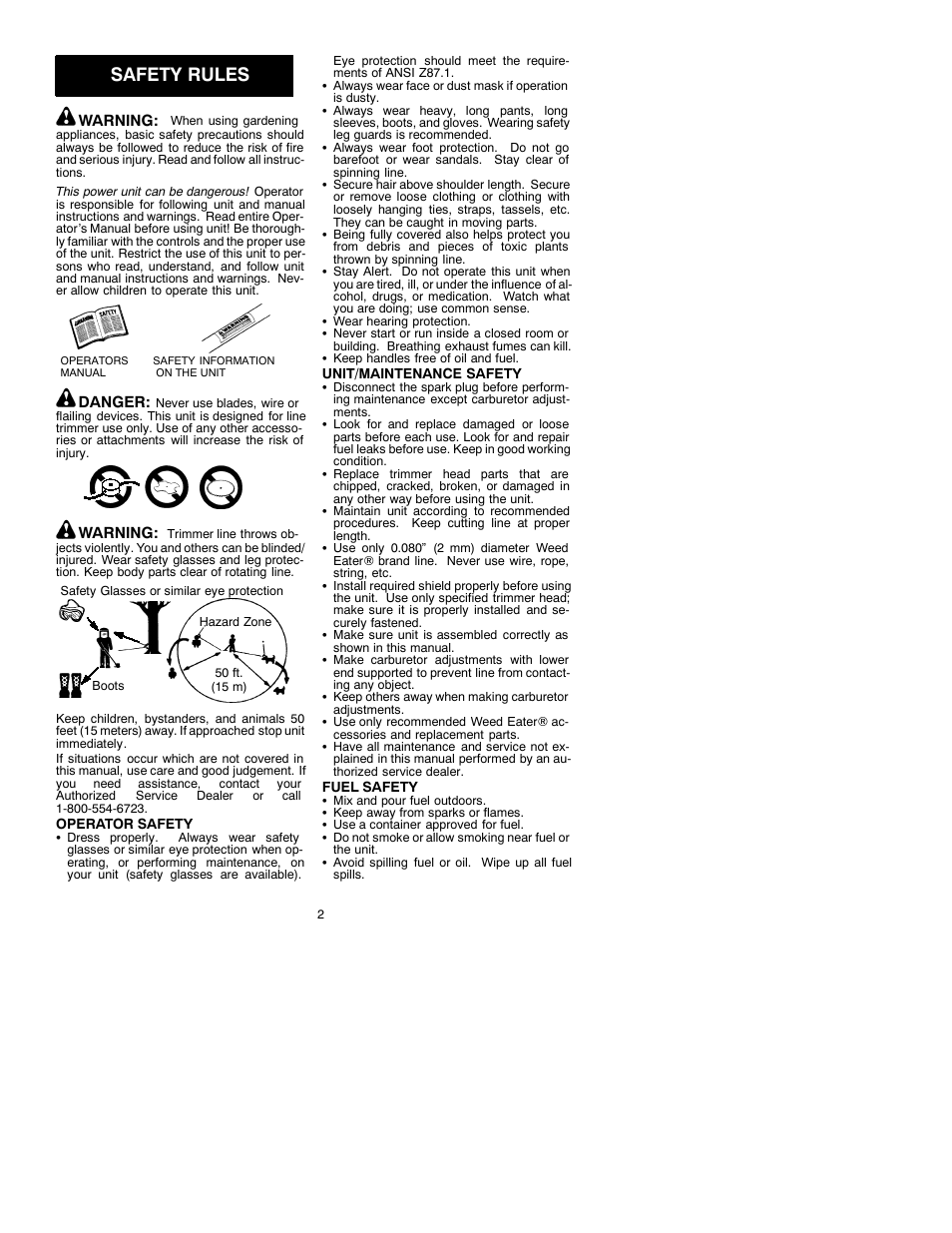 Safety rules | Weed Eater 530088831 User Manual | Page 2 / 7