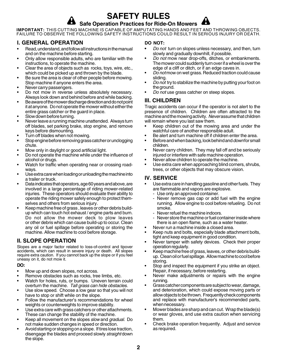 Safety rules | Weed Eater 178704 User Manual | Page 2 / 44