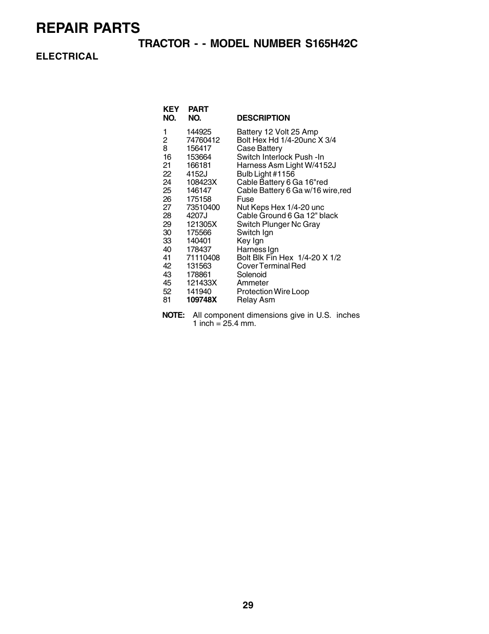 Repair parts | Weed Eater 178704 User Manual | Page 29 / 44