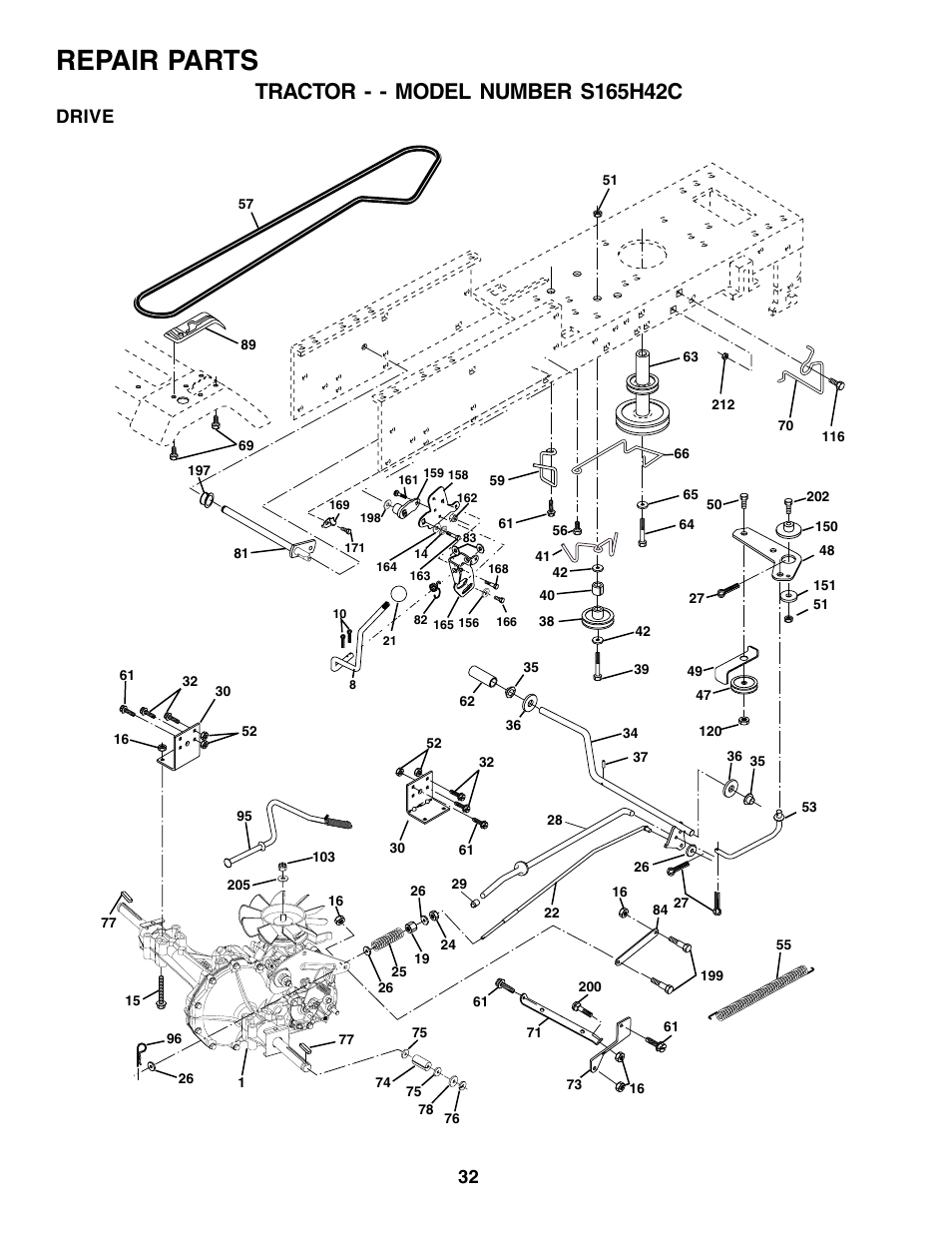 Repair parts, Drive | Weed Eater 178704 User Manual | Page 32 / 44