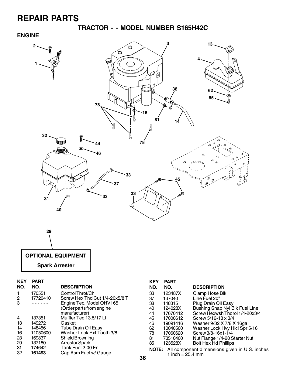 Repair parts | Weed Eater 178704 User Manual | Page 36 / 44