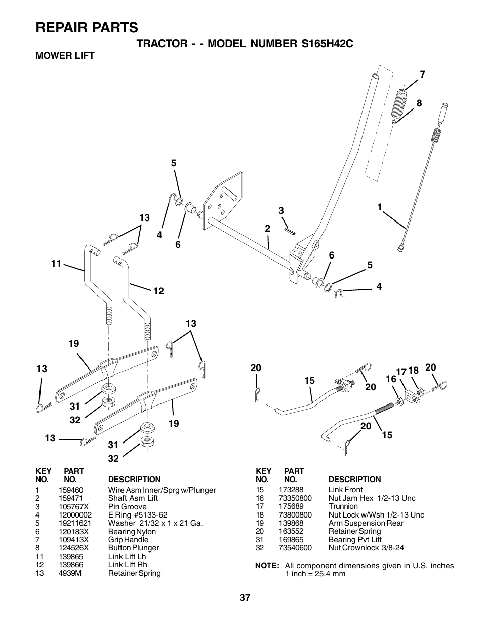 Repair parts | Weed Eater 178704 User Manual | Page 37 / 44