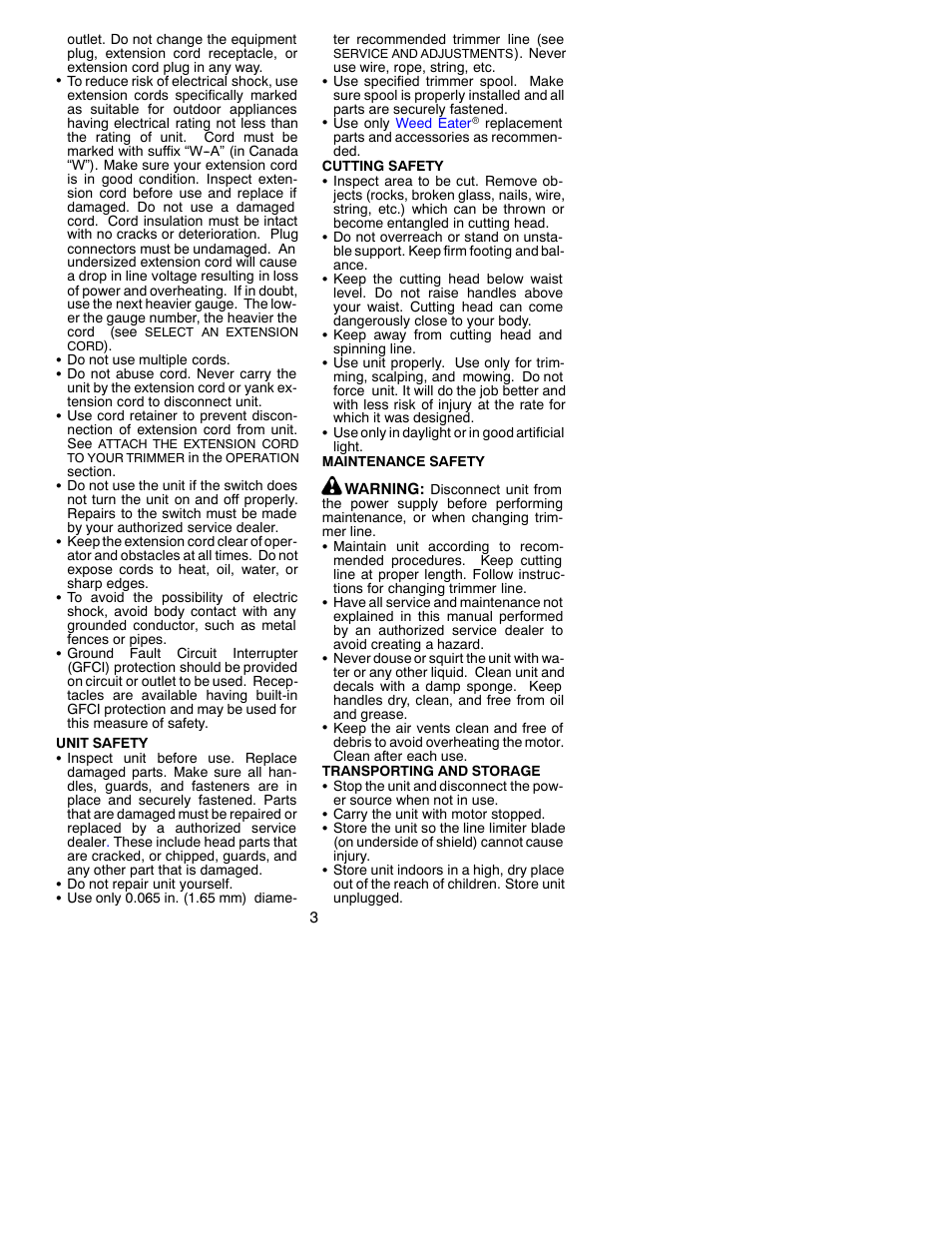 Weed Eater RT10 User Manual | Page 3 / 8