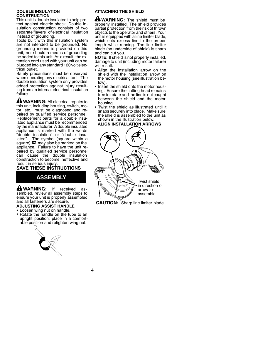 Assembly | Weed Eater RT10 User Manual | Page 4 / 8