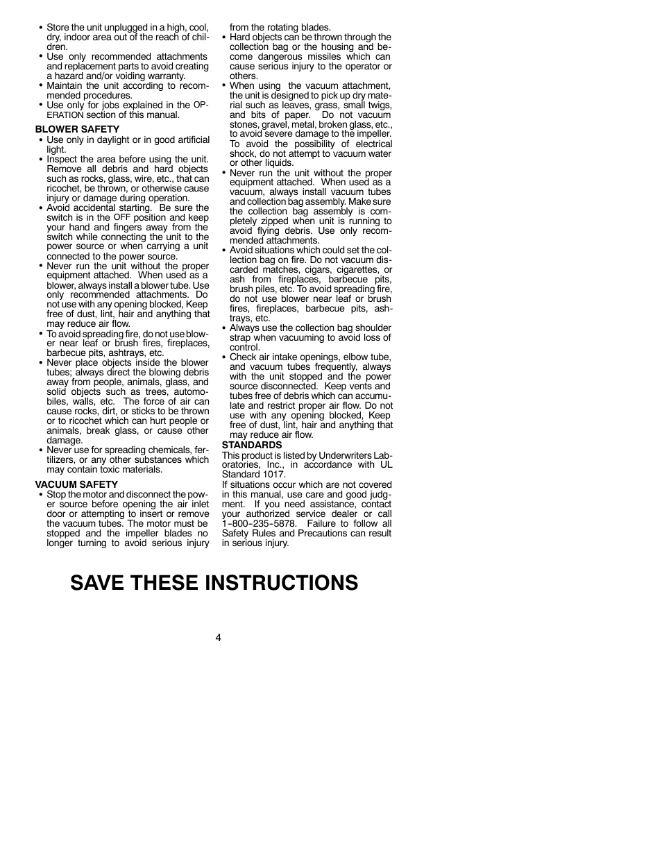 Save these instructions | Weed Eater 530088049 User Manual | Page 4 / 10