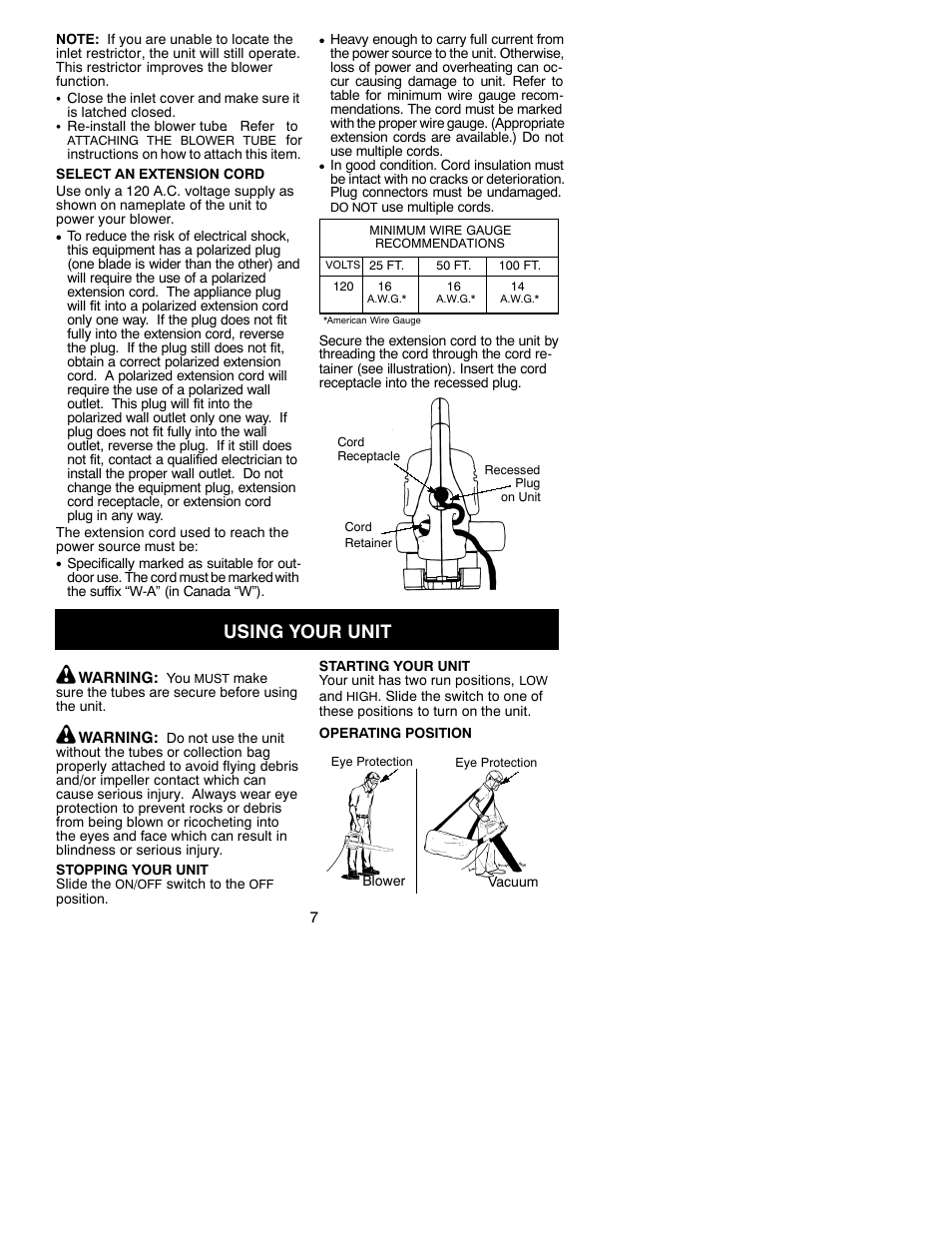 Using your unit | Weed Eater 530088049 User Manual | Page 7 / 10