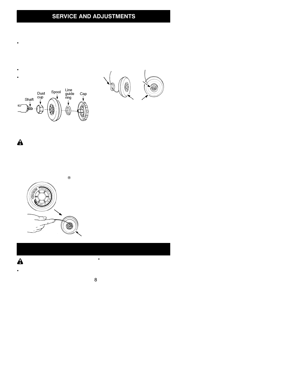 Service and adjustments, Storage | Weed Eater Twist 'N Edge 530086935 User Manual | Page 8 / 11