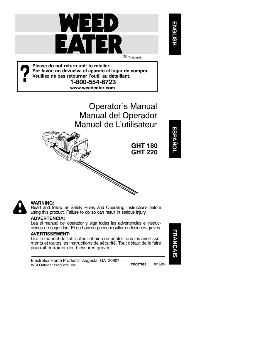 Weed Eater 530087628 User Manual | 7 pages