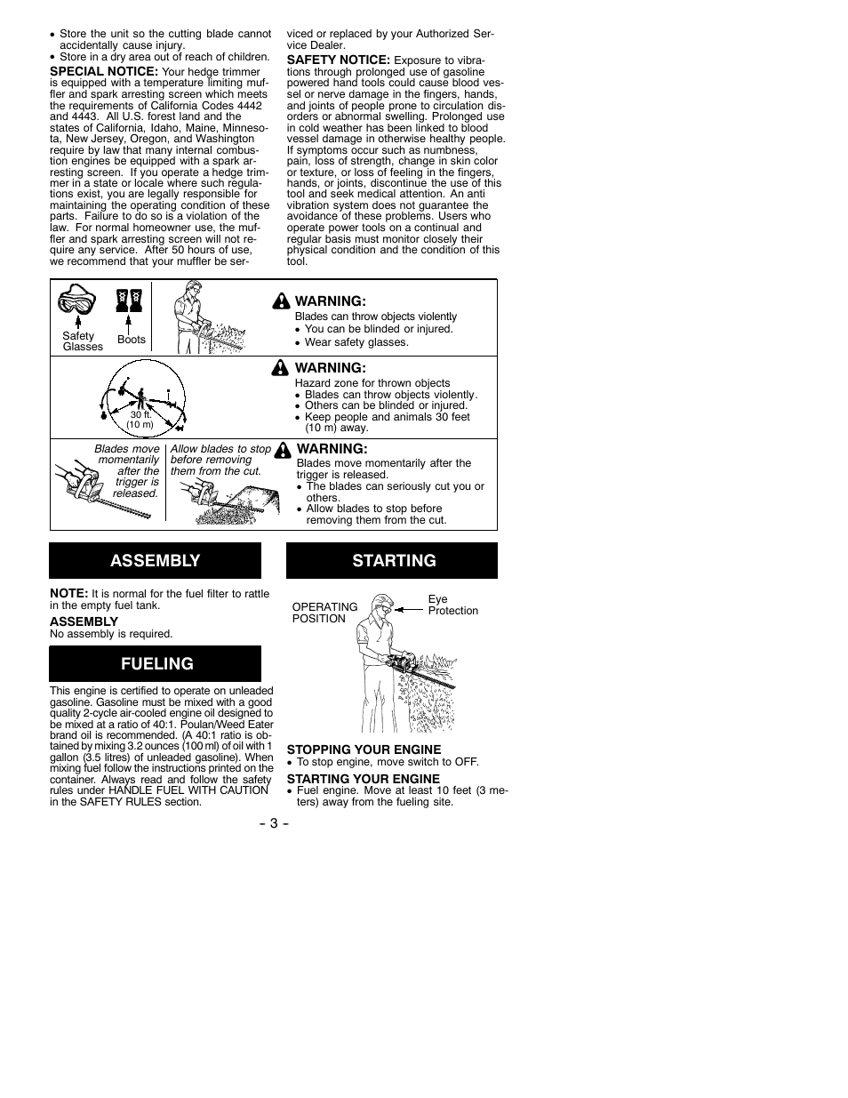 Assembly, Fueling, Starting | Weed Eater 530087628 User Manual | Page 3 / 7