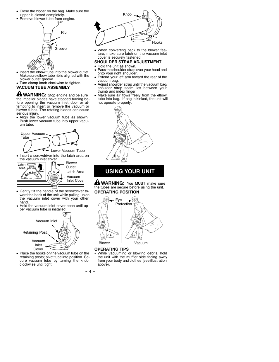 Using your unit | Weed Eater 530088071 User Manual | Page 4 / 9