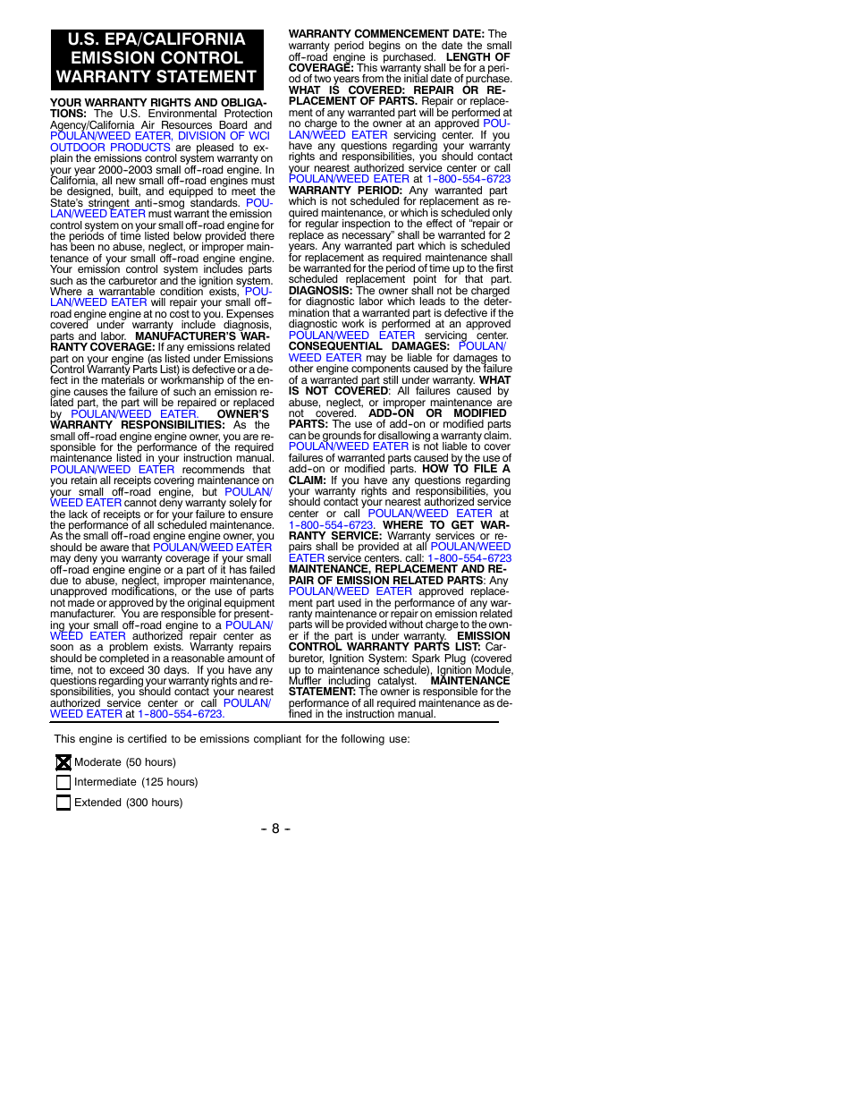 Weed Eater 530086334 User Manual | Page 8 / 8