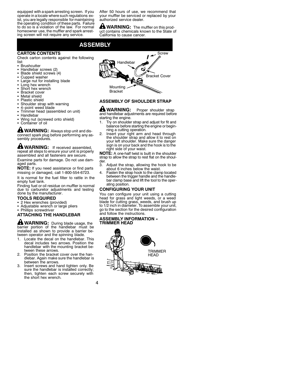 Assembly | Weed Eater 530086828 User Manual | Page 4 / 15