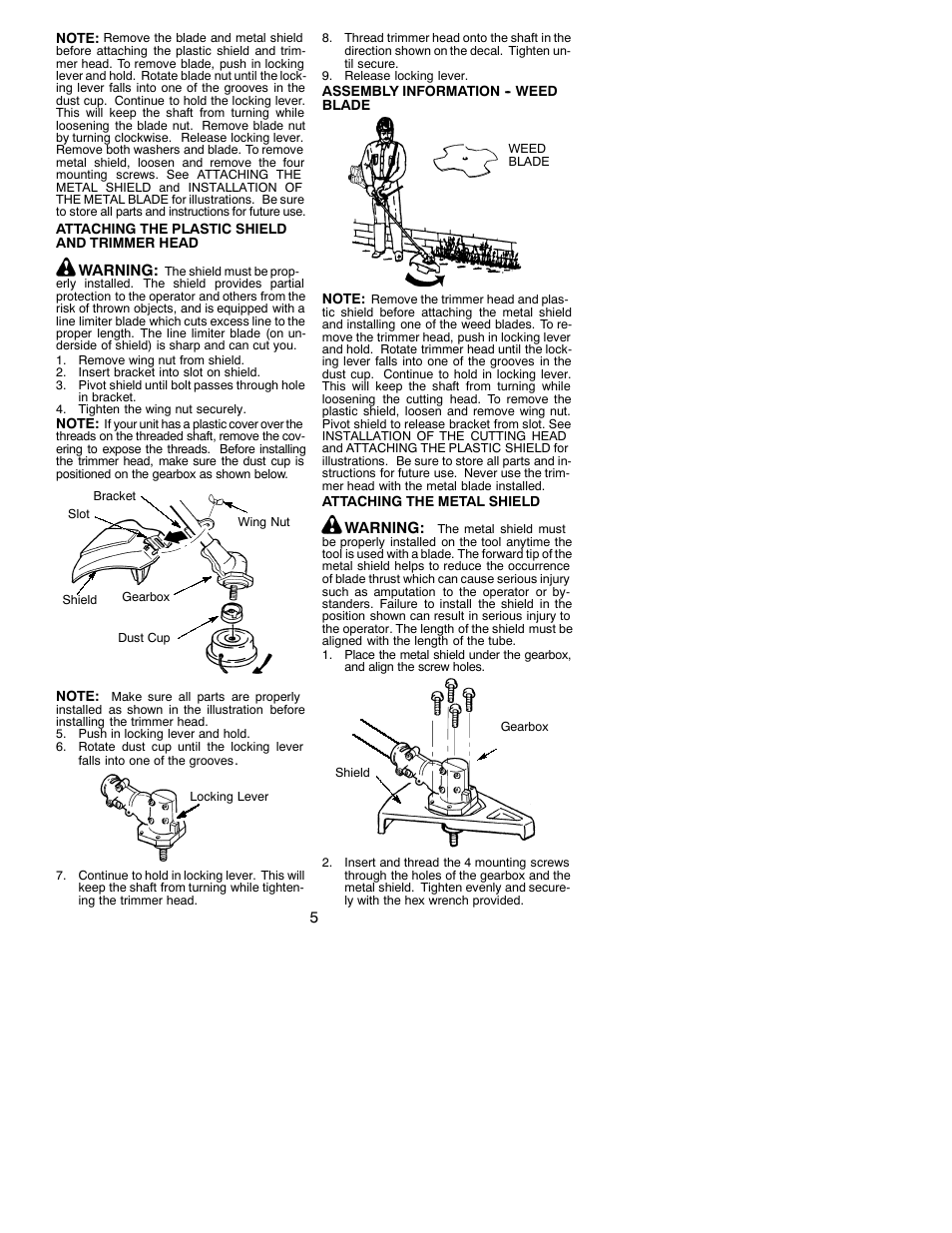 Weed Eater 530086828 User Manual | Page 5 / 15