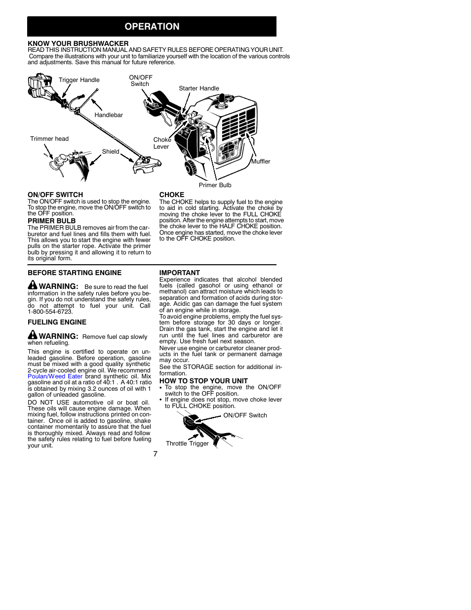 Operation | Weed Eater 530086828 User Manual | Page 7 / 15