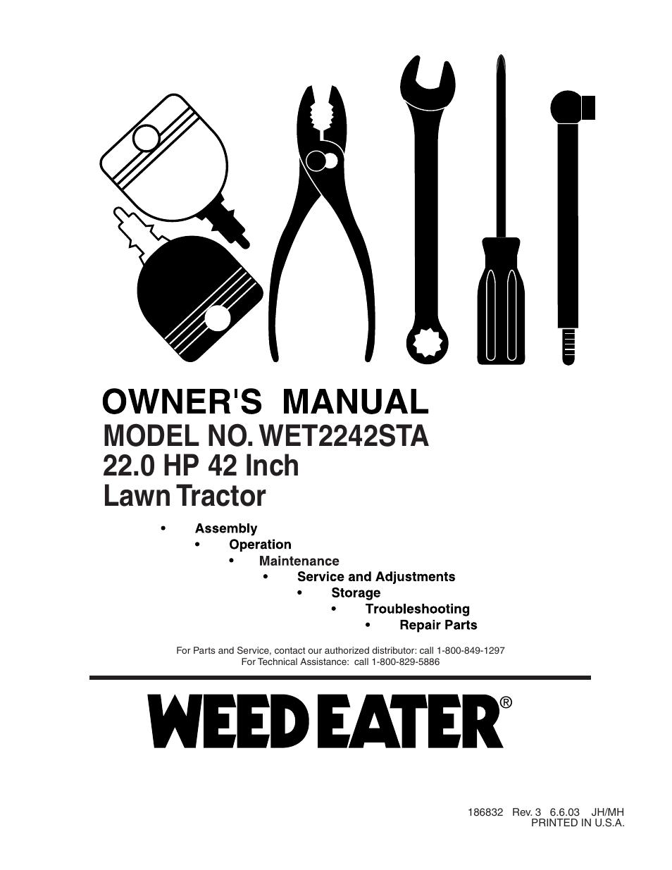 Weed Eater WET2242STA User Manual | 44 pages