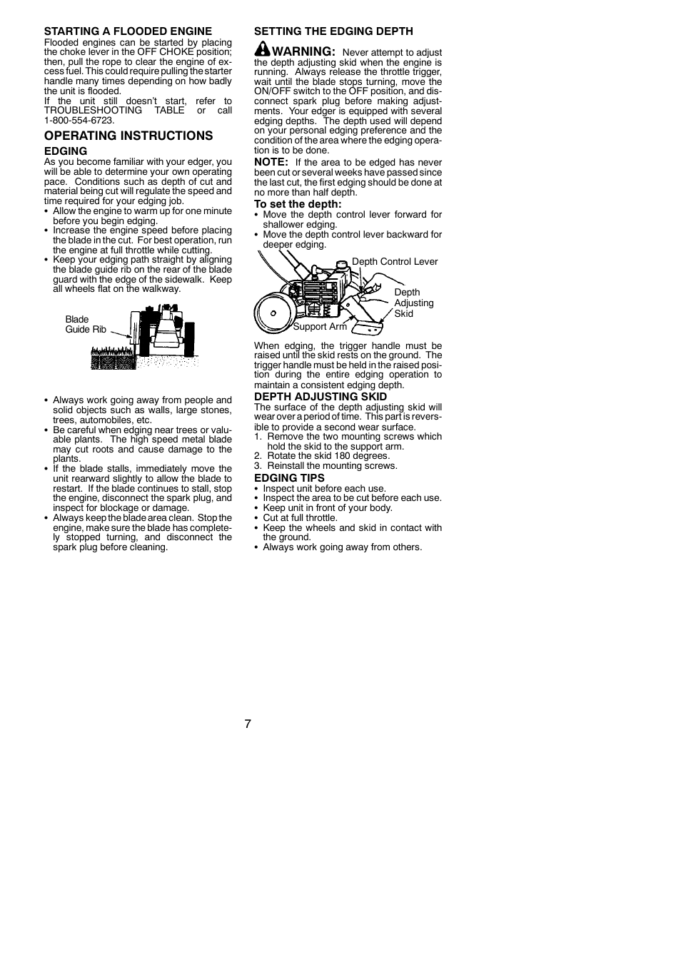 Operating instructions, Warning | Weed Eater 545186731 User Manual | Page 7 / 13