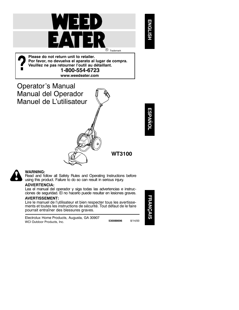 Weed Eater 530088696 User Manual | 7 pages