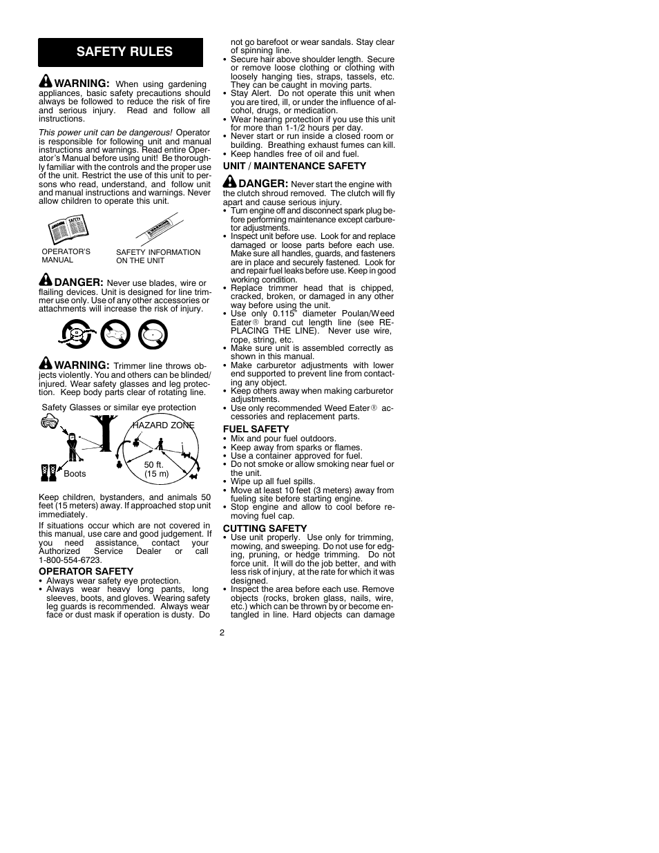 Safety rules | Weed Eater 530088696 User Manual | Page 2 / 7