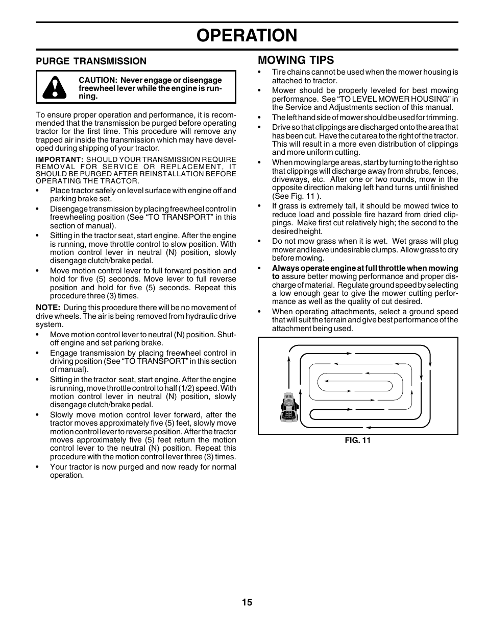 Operation, Mowing tips | Weed Eater SGT18H46A User Manual | Page 15 / 48
