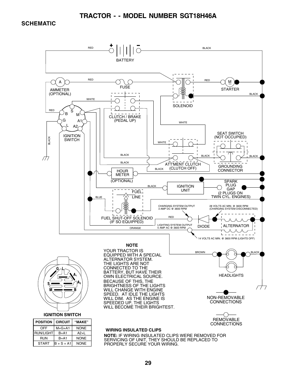 Tractor - - model number sgt18h46a, Schematic | Weed Eater SGT18H46A User Manual | Page 29 / 48