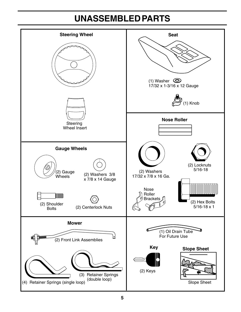 Unassembled parts | Weed Eater SGT18H46A User Manual | Page 5 / 48