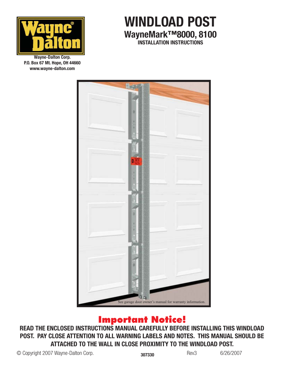 Wayne-Dalton WAYNEMARK 8100 User Manual | 8 pages