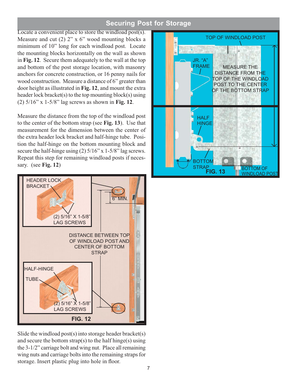 Securing post for storage | Wayne-Dalton WAYNEMARK 8100 User Manual | Page 7 / 8